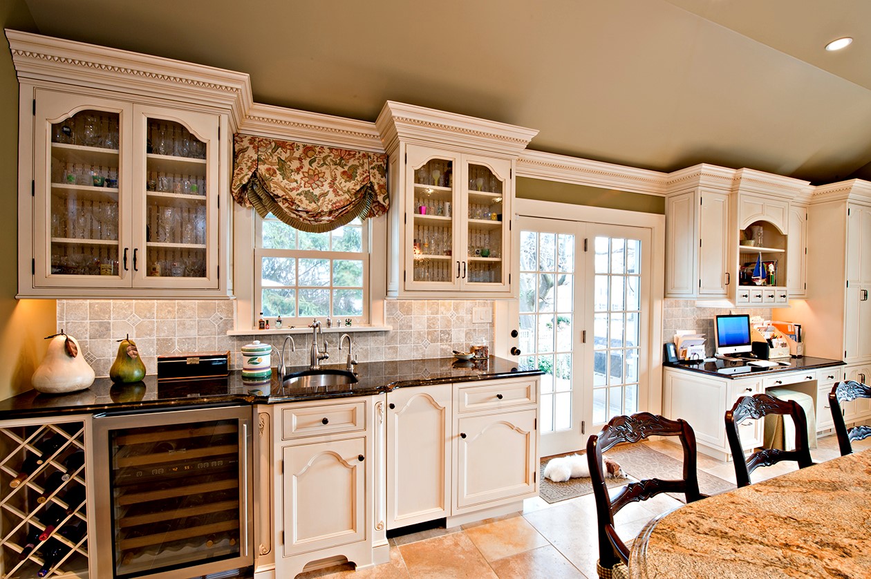 Cabinets and sink in French Provincial Kitchen