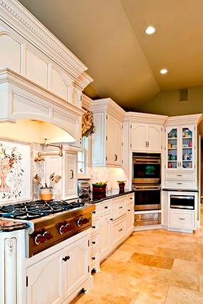 Stove top and double oven in French Provincial Kitchen